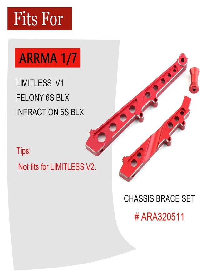MOSHNOLY Aluminum Alloy HD Chassis Brace Set for Front Rear Brace for Arrma 6S 1/7 Limitless V1,Felony/Infraction BLX Upgrade Parts Aluminum Center Cars Hopups Part,Replaces ARA320511,Hop Ups Support Frame - Image 2